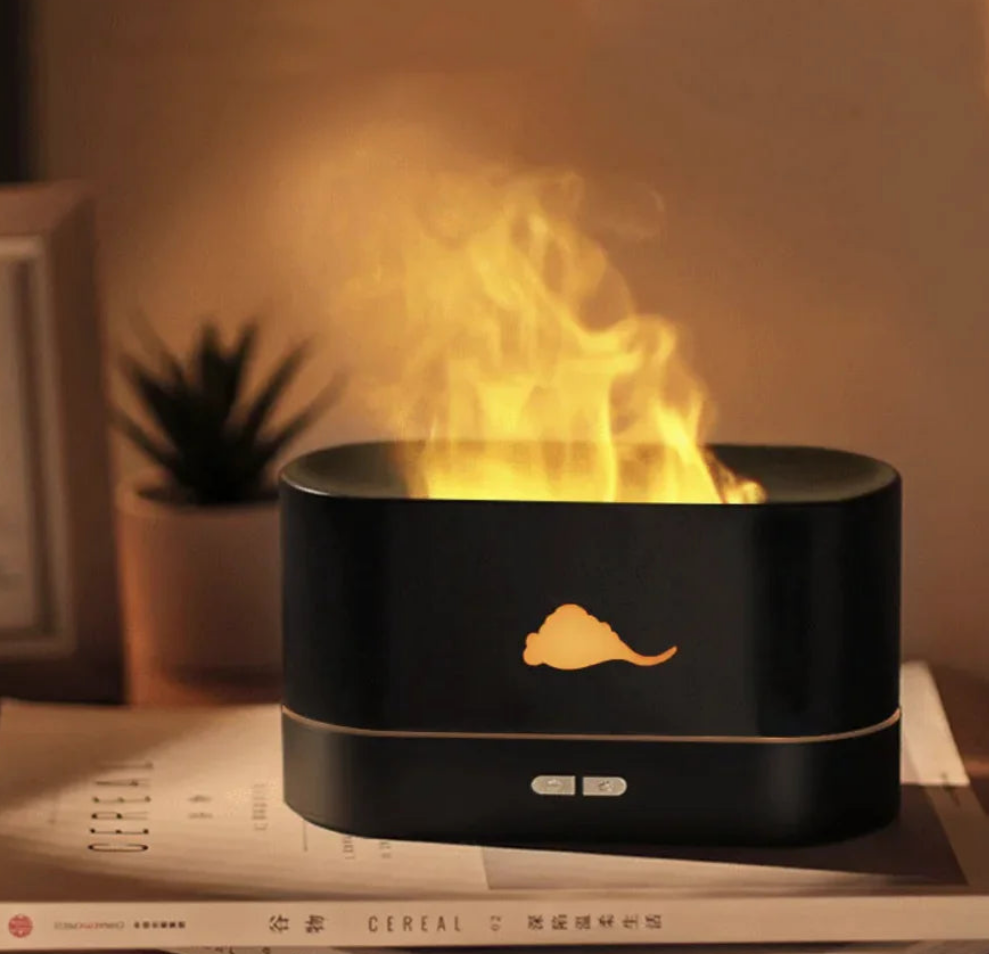 アロマ&クリスタルソルトランプ付き炎型加湿器 | Flame Humidifier with Aromatherapy & Crystal Salt Lamp