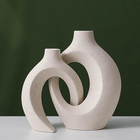 ミニマリストな空間を彩る、ヨーロッパスタイル セラミック花瓶セット | European Ceramic Vase Set - Minimalist Home Decor