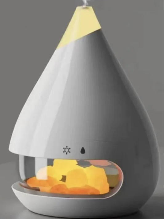 アロマ＆クリスタルソルトランプ付き炎型加湿器 | Flame Humidifier with Aromatherapy & Crystal Salt Lamp