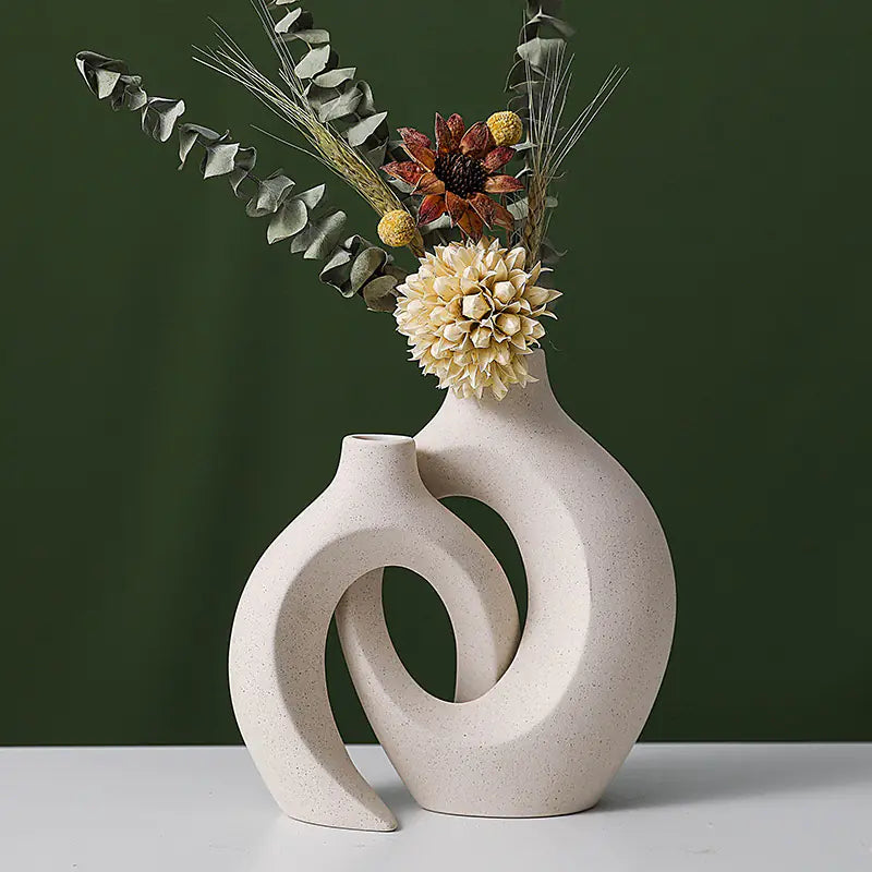 ミニマリストな空間を彩る、ヨーロッパスタイル セラミック花瓶セット | European Ceramic Vase Set - Minimalist Home Decor