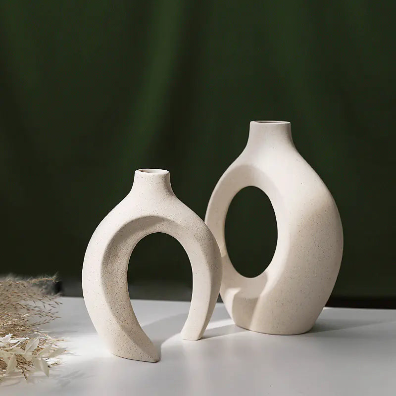 ミニマリストな空間を彩る、ヨーロッパスタイル セラミック花瓶セット | European Ceramic Vase Set - Minimalist Home Decor