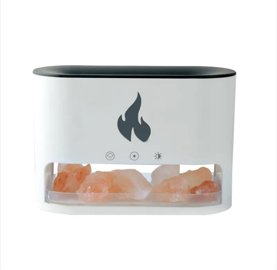アロマ＆クリスタルソルトランプ付き炎型加湿器 | Flame Humidifier with Aromatherapy & Crystal Salt Lamp