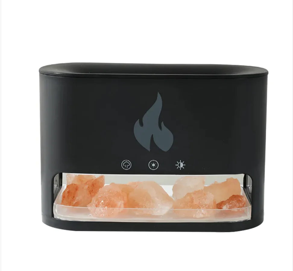 アロマ＆クリスタルソルトランプ付き炎型加湿器 | Flame Humidifier with Aromatherapy & Crystal Salt Lamp
