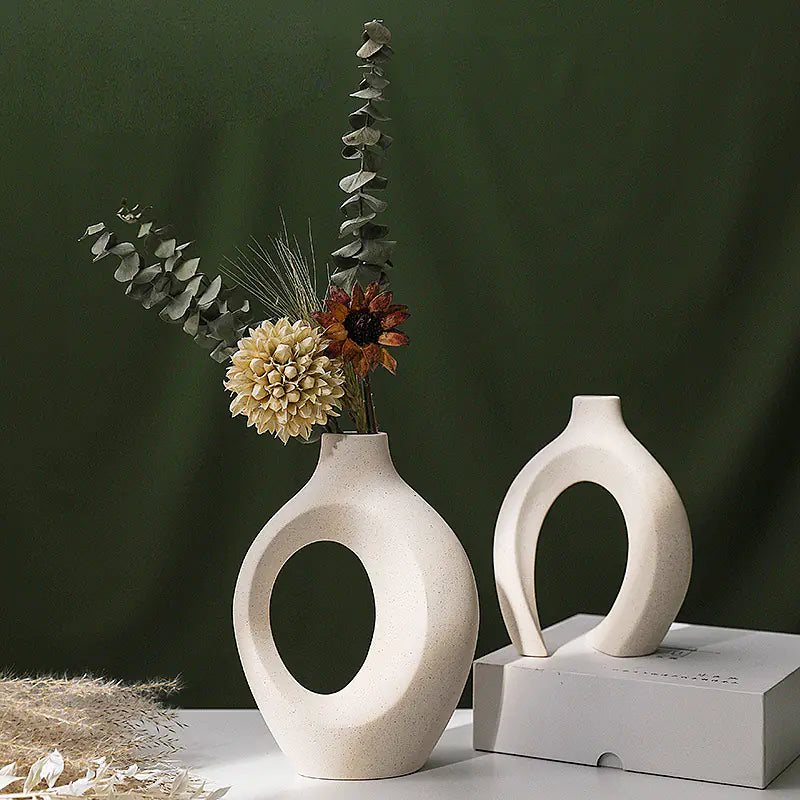 ミニマリストな空間を彩る、ヨーロッパスタイル セラミック花瓶セット | European Ceramic Vase Set - Minimalist Home Decor